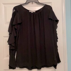 Black ruffled sleeve blouse